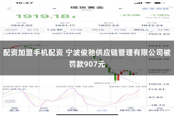 配资加盟手机配资 宁波俊驰供应链管理有限公司被罚款907元